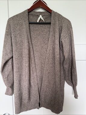 Women’s Open-Front Taupe Knit Cardigan